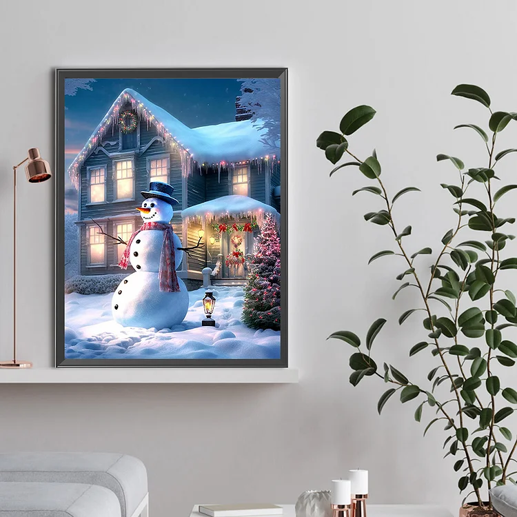 Christmas Snowman-Partial AB Round Diamond Painting-30*30CM