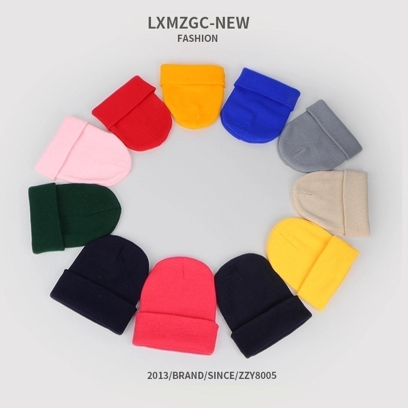 Pure Color Double-layer Warm Korean Style Knitted Hat