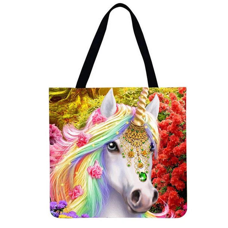 Linen Eco-friendly Tote Bag - Unicorn