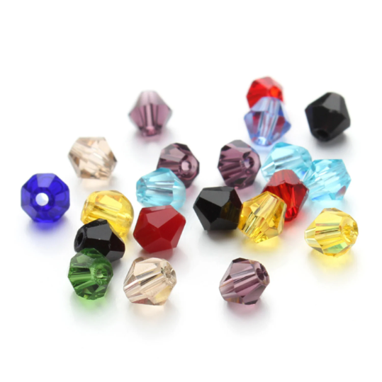 4MM Mixed Color Diamond Beads Charm,Bulk 200pcs Crystal Pointed Beads DIY Accessories