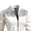 White And Gray Marble-Trimmed Zip-Up Jacket by Inlyline