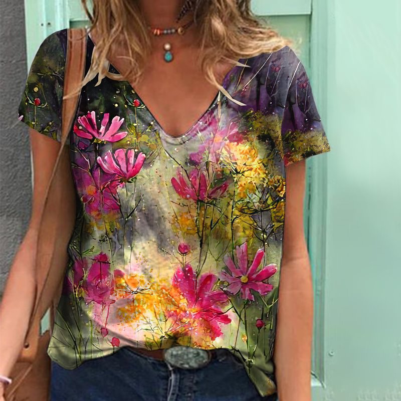 Wildflowers Tie-dye Printed Women's T-shirt