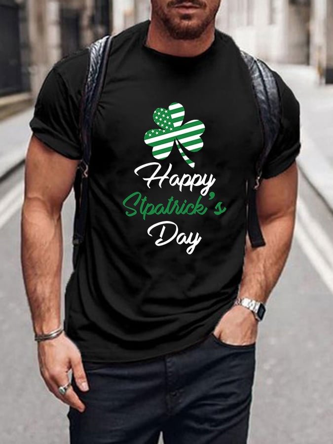Men St Patrick's Day Casual Print Short Sleeve T-Shirt socialshop