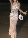 Sexy Hollow Crochetgo Mermaid Cover-Ups Maxi Dress