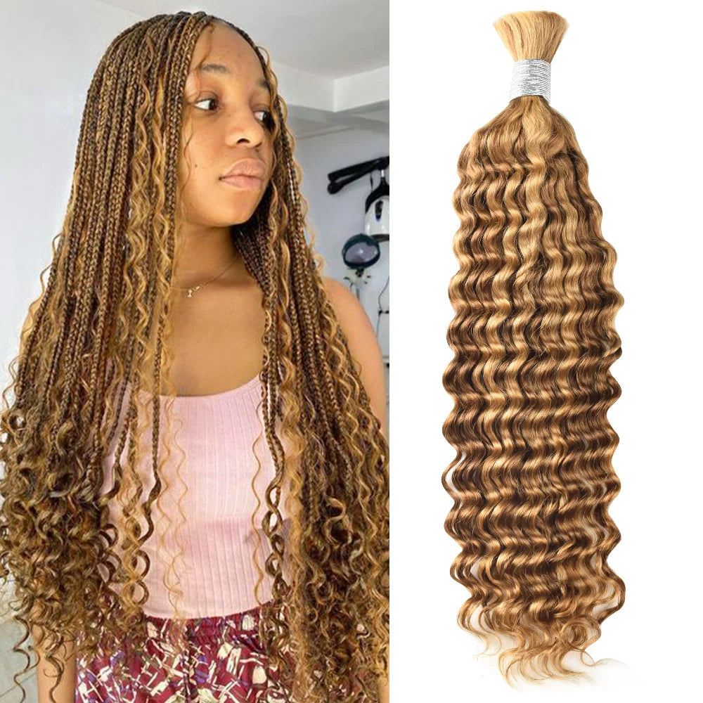#P27/30 Deep Wave Hair Bulk | For Braiding | 100% Human Hair | BORUIHAIR