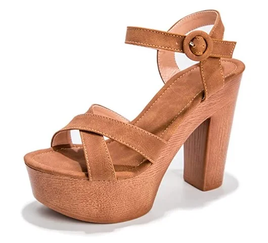 Women's Peep Toe Suede Platform Sandals