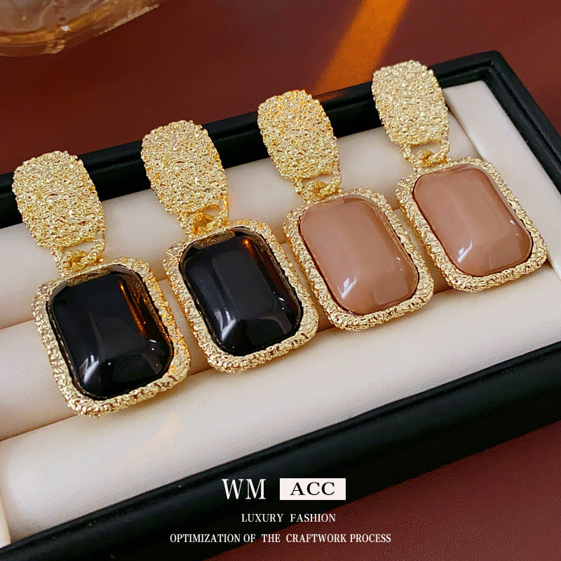 Luxurious Quadrilateral Geometric Plastic Electroplating Earrings