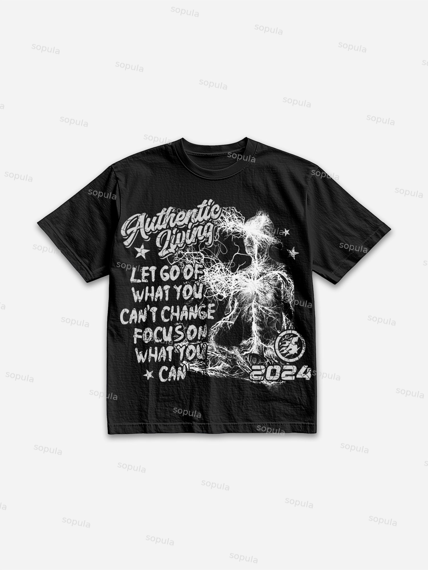 Real Wise Vintage Print Pattern Cotton T-shirt - SOPULA