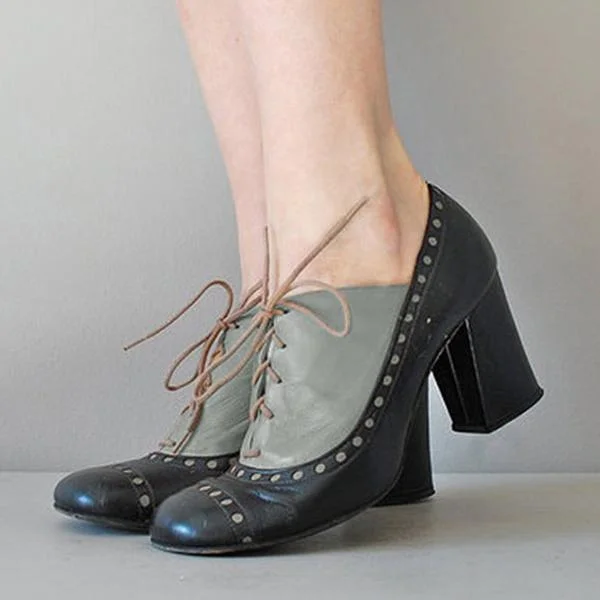 Womens New Oxfords Vintage Lace Up Heels