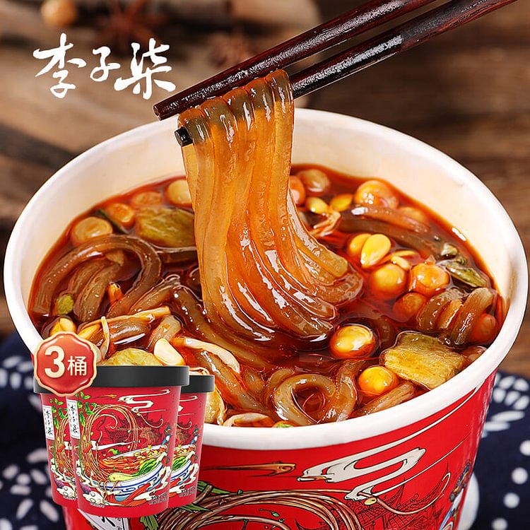 Li Ziqi hot and sour noodles barrel sweet potato powder instant Sichuan vermicelli rice noodles 3 barrels