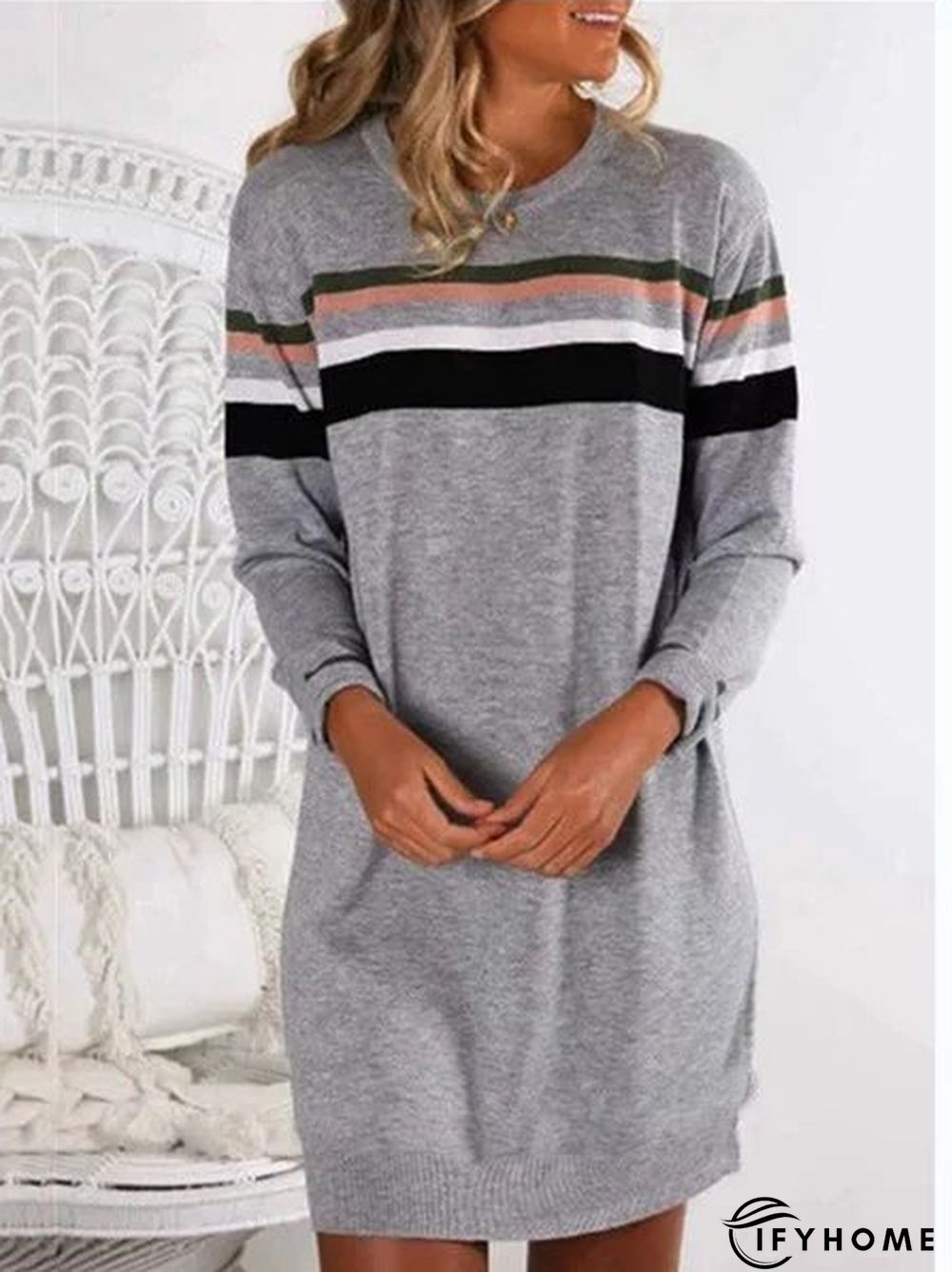 Gray Casual Crew Neck Top | IFYHOME