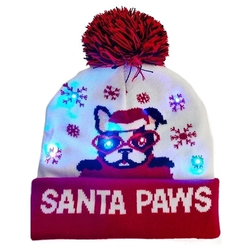 Unisex Casual Christmas Tree Santa Claus Christmas Socks Pom Poms Eaveless Wool Cap