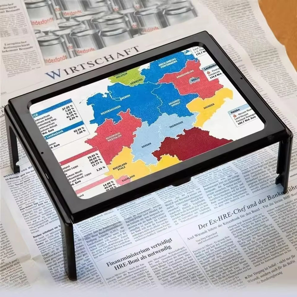 Likron Watches Large 3X Full-Page Magnifier with LED Lights Foldable Desktop Reading Aid for Low Vision