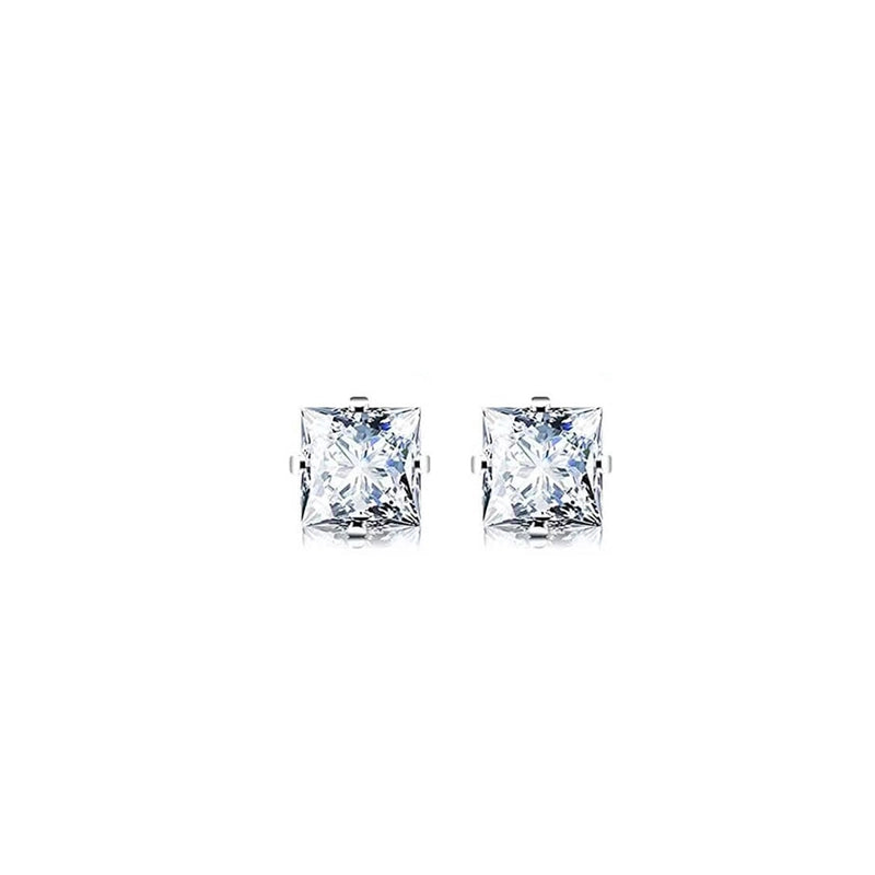 1 Pair Minimalist Square Inlay 304 Stainless Steel Zircon Ear Studs