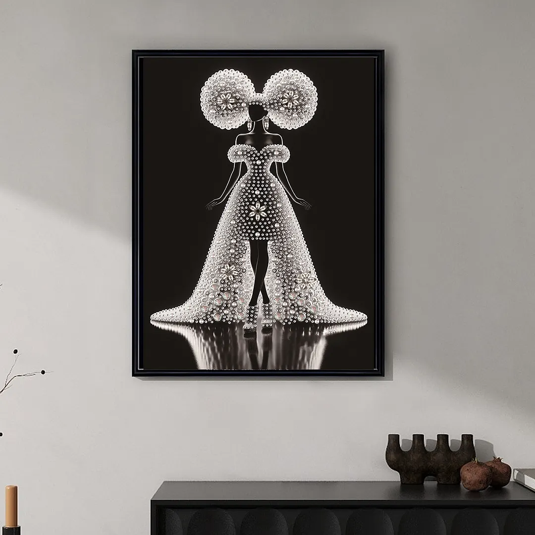 Pearl Silhouette Gown Lady Special Shaped 5D DIY Partial Drill Diamonds Dots Gem Art Kits 11.81x15.75Inch Diamond Dots Paintings Diamonds Paintings Gem Art for Adults Beginners Home Decor