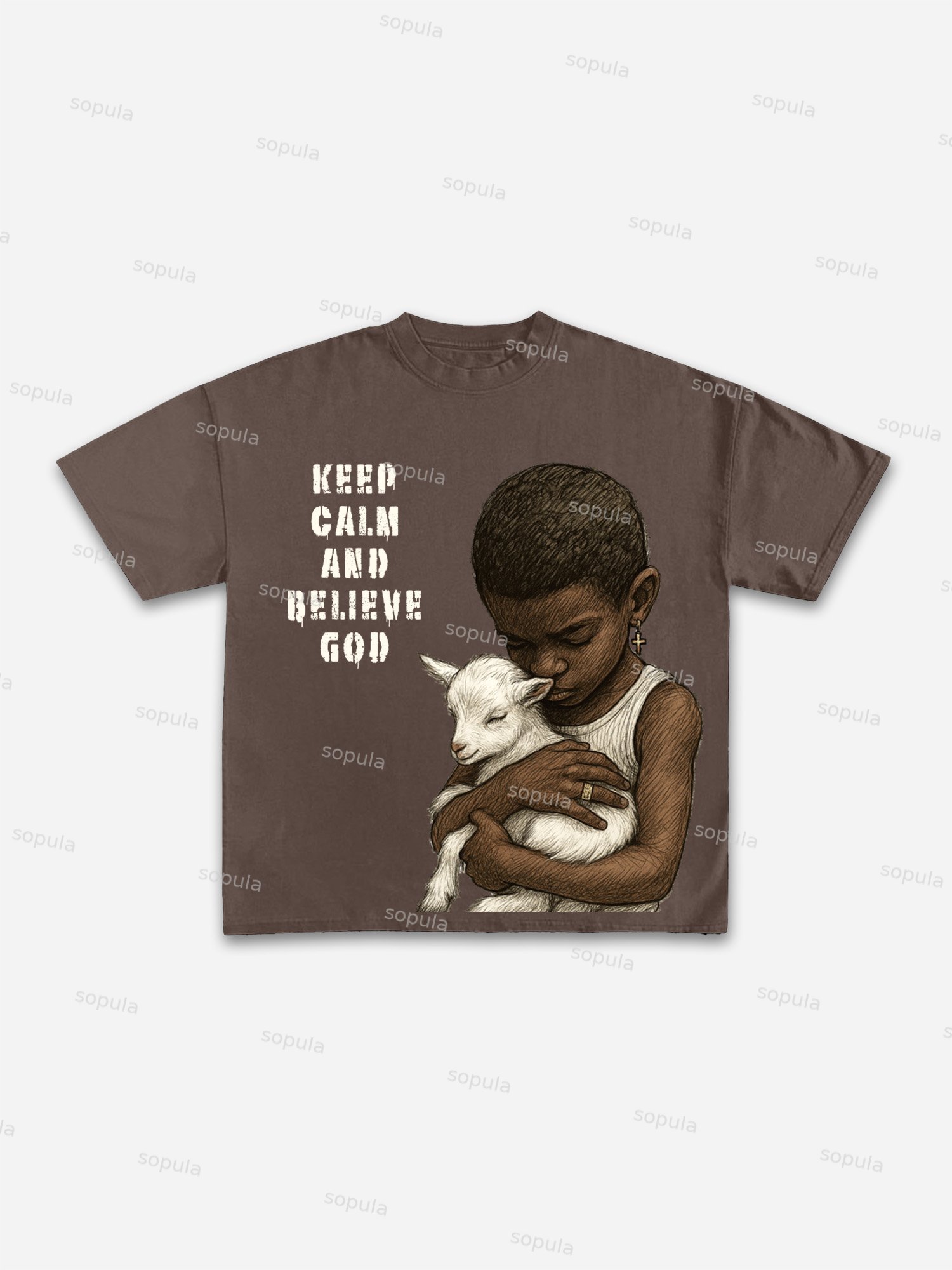 Keep Calm And Believe God Vintage Graphic Cotton T-shirt - Sopula｜Premium Graphic Tees & Graphic Clothing