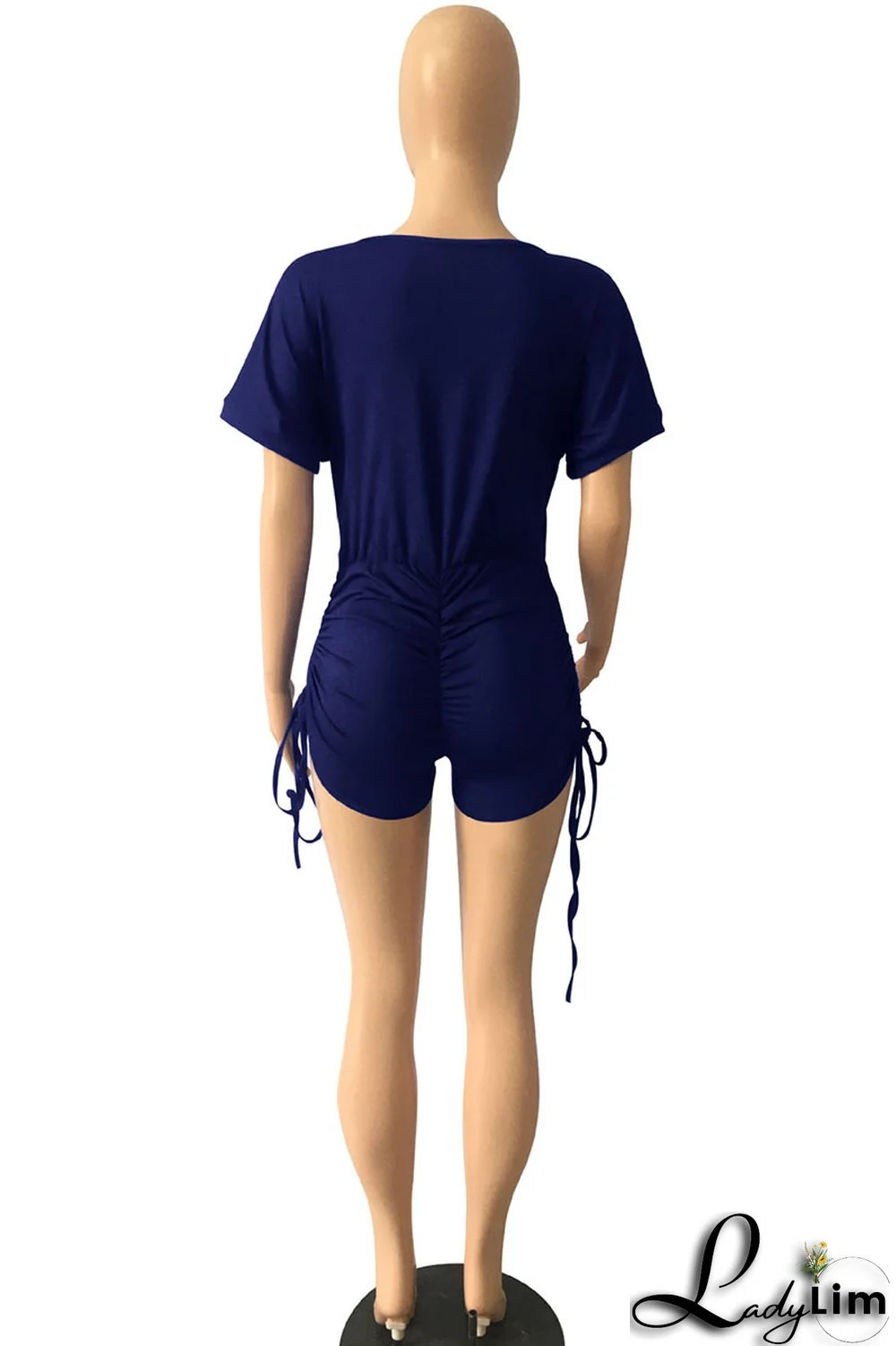 Royal Blue Sexy Solid Split Joint V Neck Regular Jumpsuits