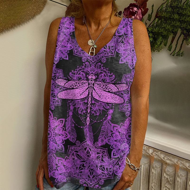 Dragonfly Printed Complex Floral Vest