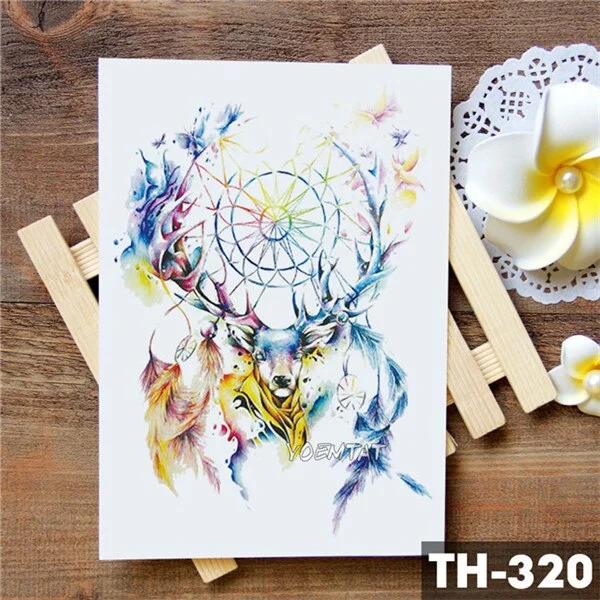 Sdrawing Geometric Rose Fox Wolf Waterproof Temporary Tattoo Sticker Swan Elk Animals Flash Tattoos Body Art Fake tatoo