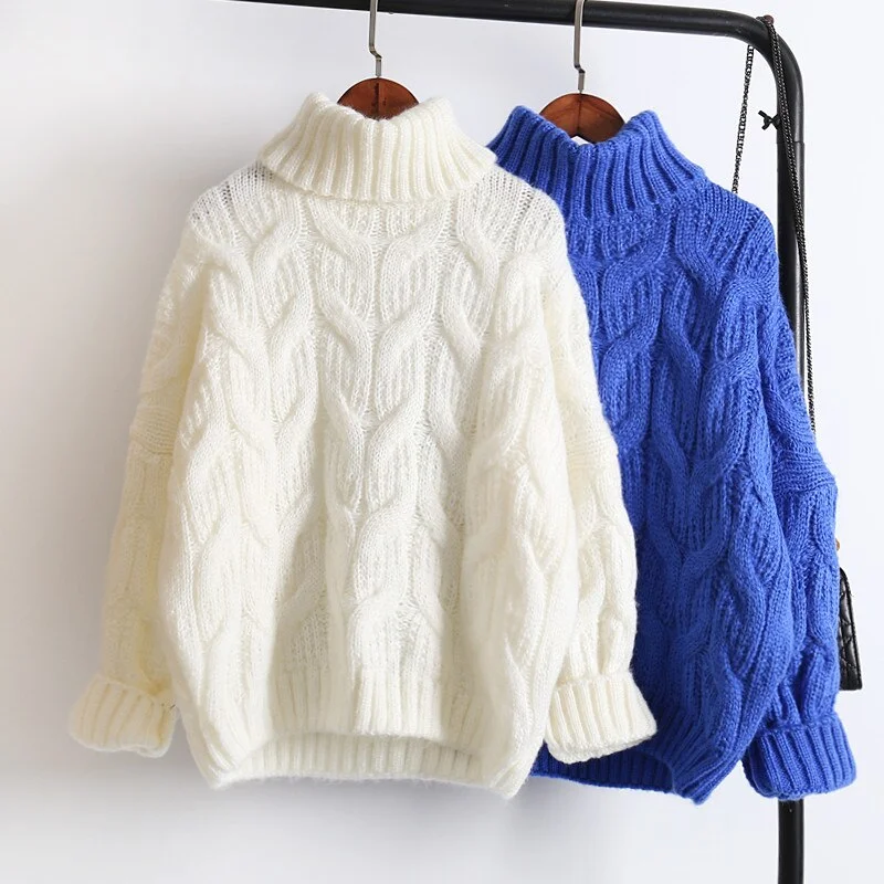 Sweater Women Pullovers Knitwear 2019 Winter Thick Casual Female Knitted Tops Pull Jumpers Oversized Woman Twist Warm Sweater