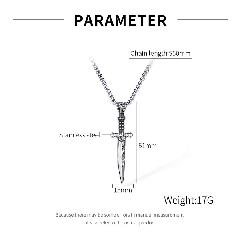 Hip-Hop Vintage Style Sword 304 Stainless Steel Men’s Pendant Necklace Men Pendant Necklaces