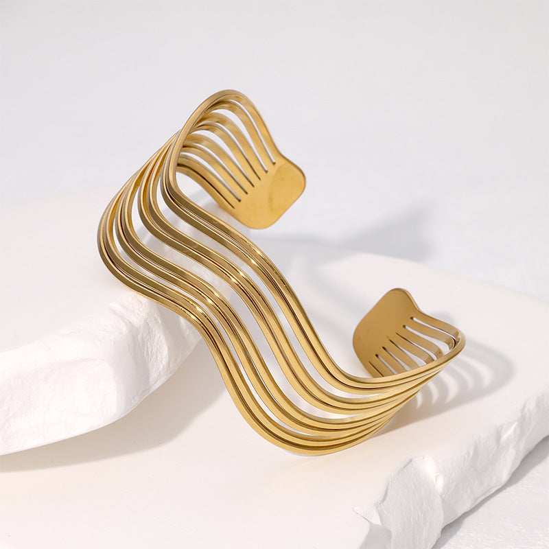 Geometric Lines Simple Cold Style Bracelet Ins Minimalist Stainless Steel Bracelet For Women