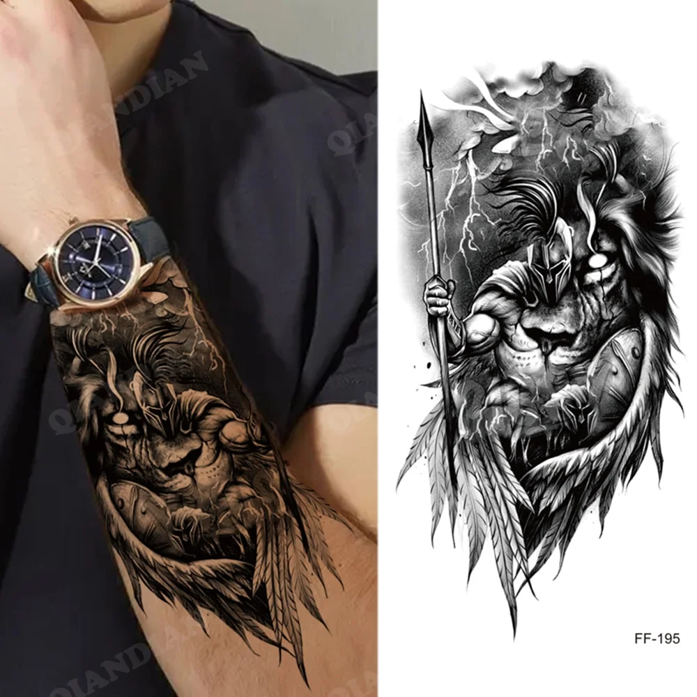 Sdrawing Waterproof Temporary Tattoo Sticker Wolf Lion King Sun Forest Tiger Mechanical Wild Boat Men Body Art Arm Fake Tatoo Women