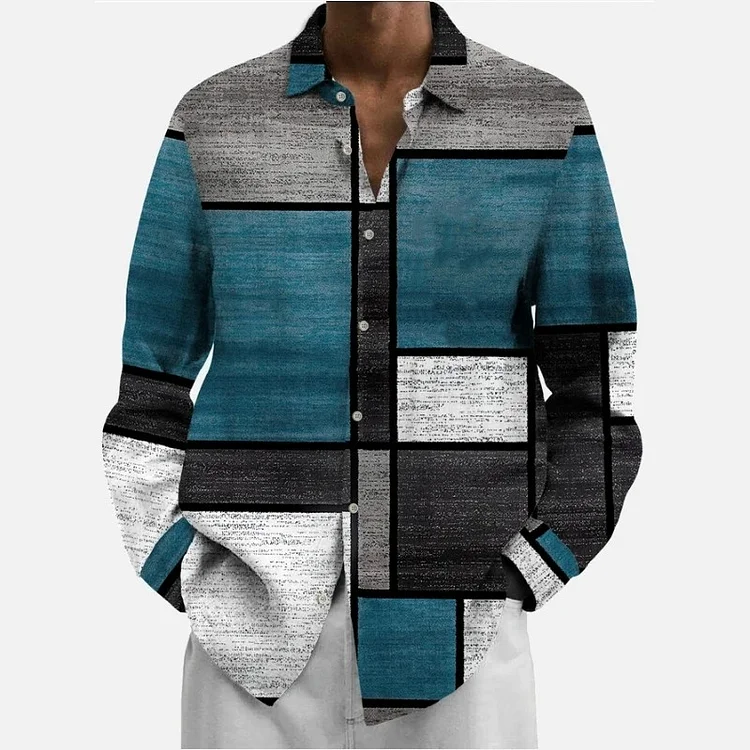 Traceeye Patchwork Plaid 3D Printed Men's Shirt Man/Women Casual Fashion Long Sleeves Shirts Button Lapel Tops Oversized Unisex Clothing