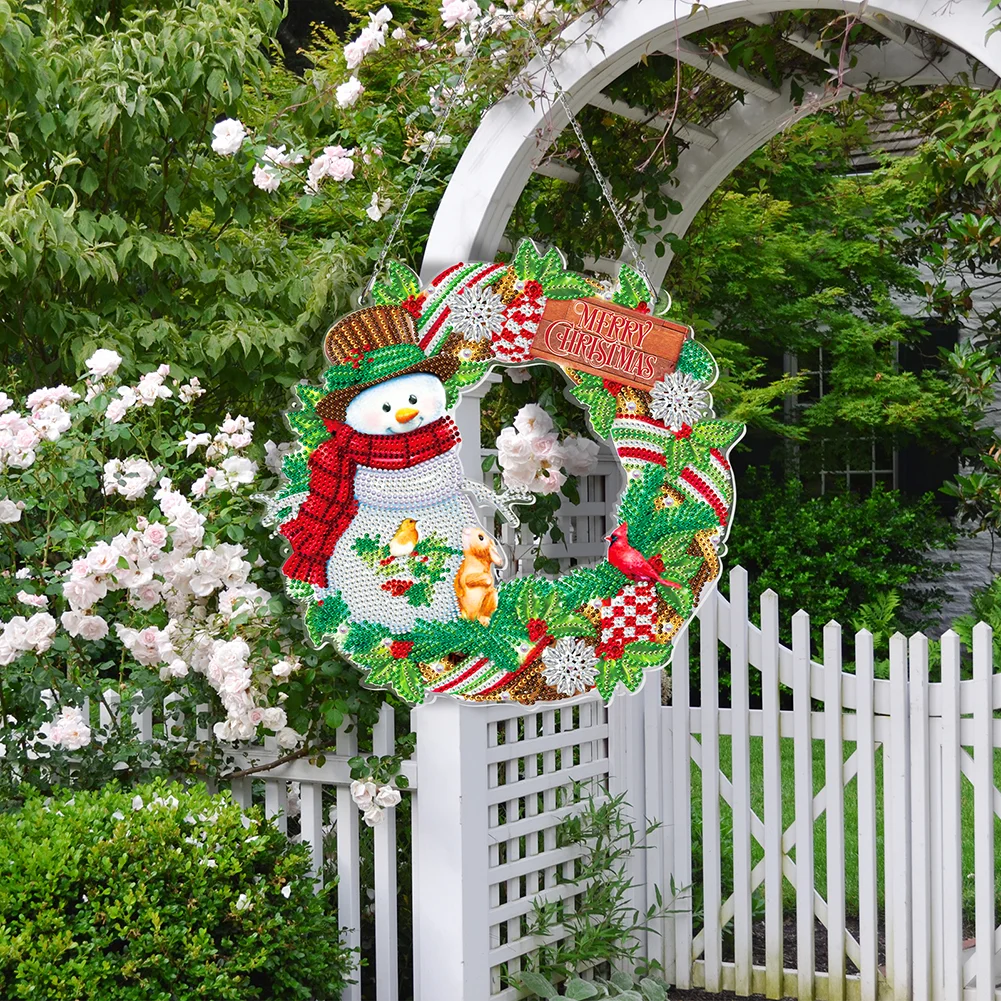 DIY Diamond Painting Art Hanging Wreath - Snowman