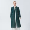 100% Real Mulberry Silk Georgette Collar Hole Green Single Breasted Simple Thin Trench Women Coats Streetwear Women WE115