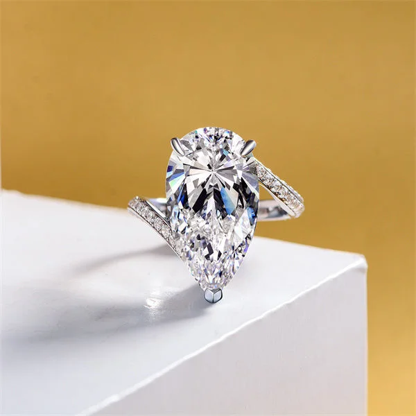 Twist Pear Created 22 CT Engagement Ring