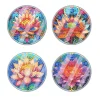 (US Local)[Upgrade]4Pcs Acrylic Special Shape Lotus DIY Waterproof Diamond Painting Coaster