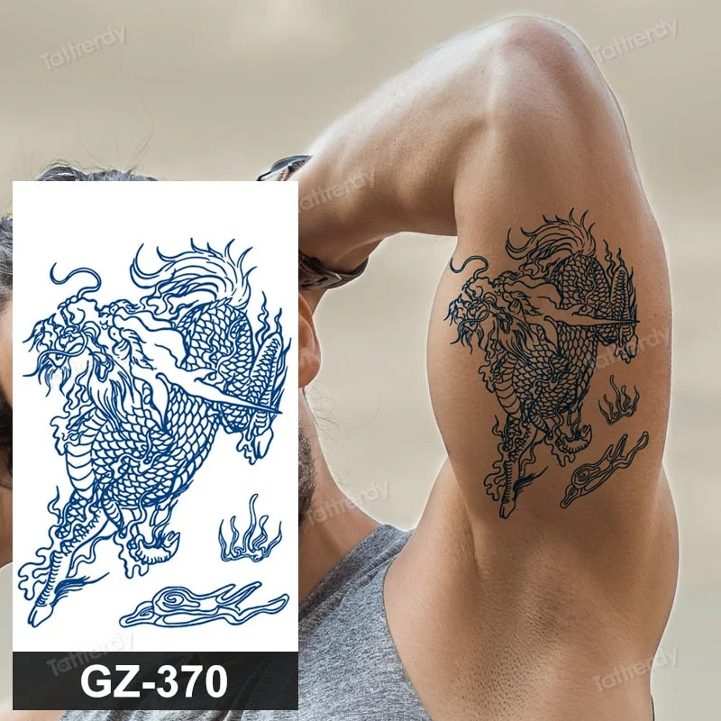 Juice Ink Lasting Waterproof Temporary Tattoo Sticker Dragon Snake Totem Tattoos Sun Wing Body Art Arm Fake Tatoo Women Men