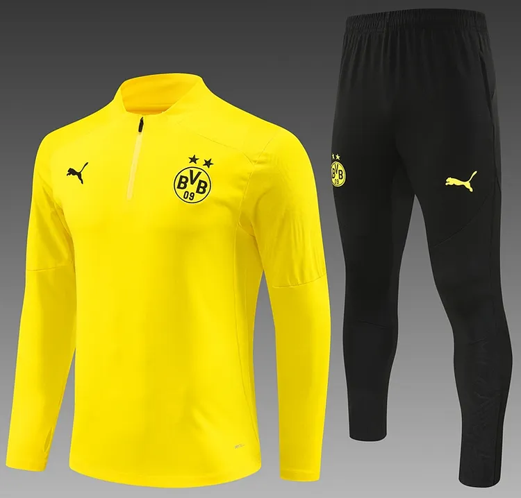 24-25 season children's version of Dortmund yellow long-sleeved half-zip training suit