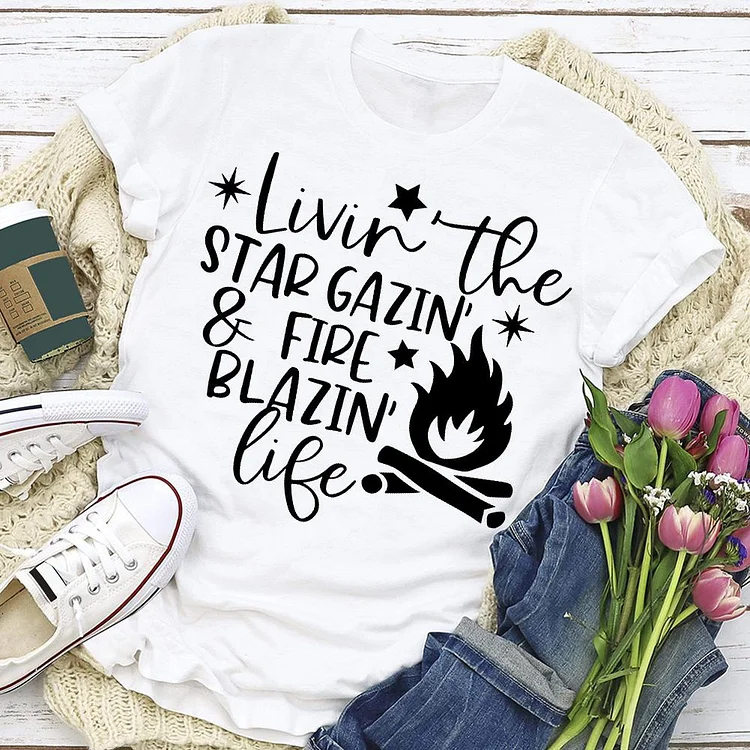 STAR GAZIN BLAZIN LIFE  T-shirt Tee -02670-Annaletters