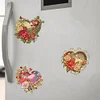 6Pcs Diamond Painting Flowers Hearts Fridge Magnet for DIY Art Crafts