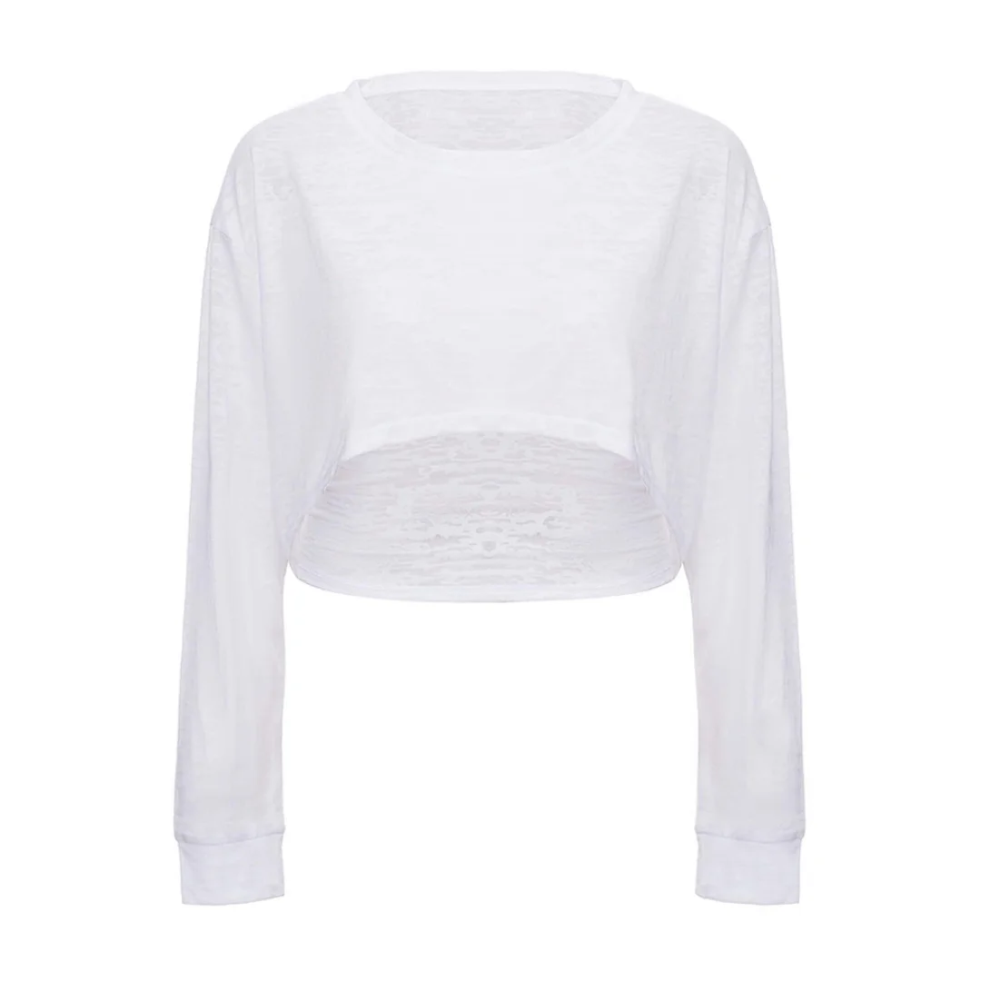 Casual Crew Neck Loose Cropped Top