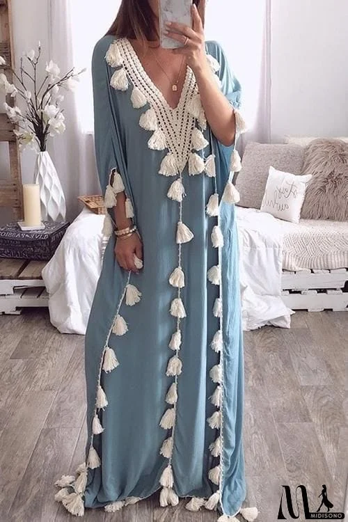 MidiSono - Bohemian Tassel Loose Maxi Dress