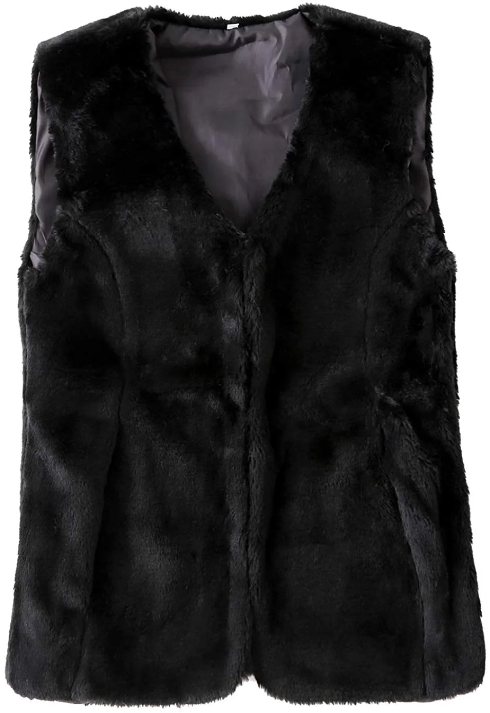 Women's Faux Fur Vest Warm Sleeveless Jacket Gilet with Pockets