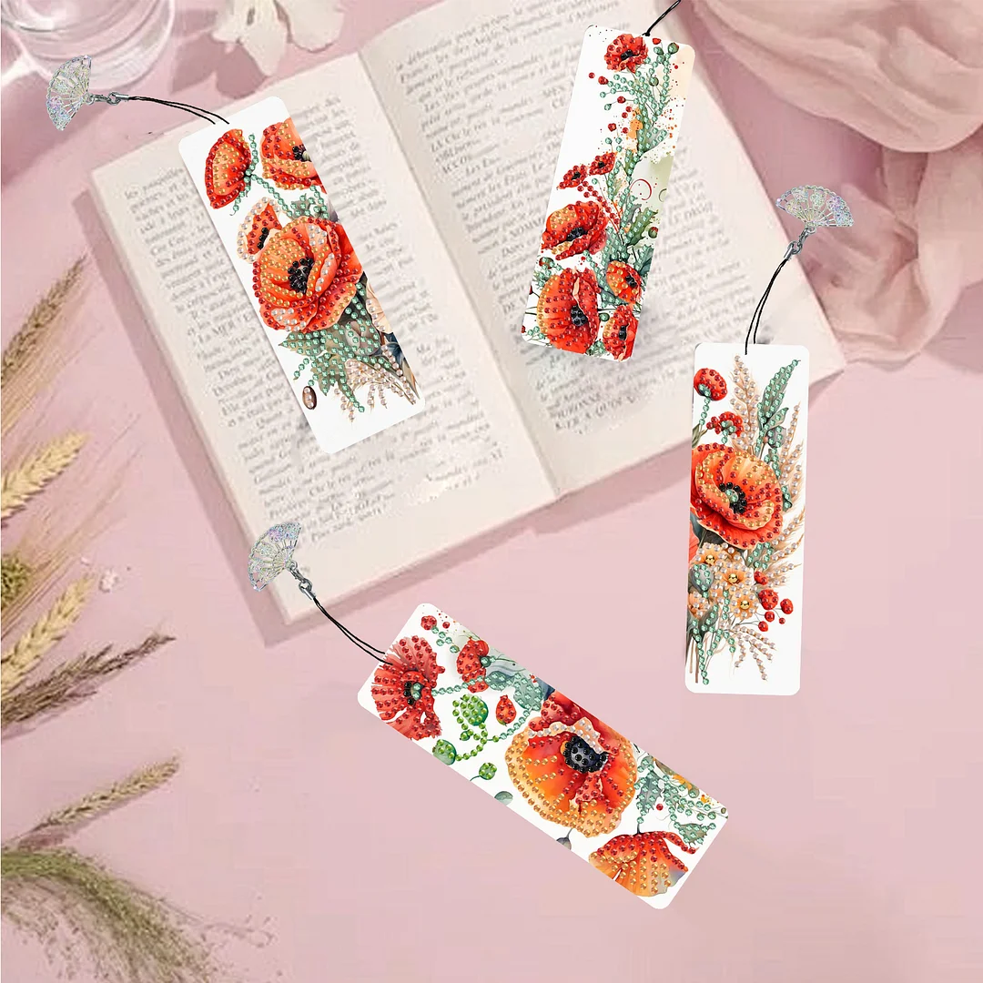 12Pcs Flowers and Birds DIY Diamond Painting Bookmarks for Reading Enthusiasts