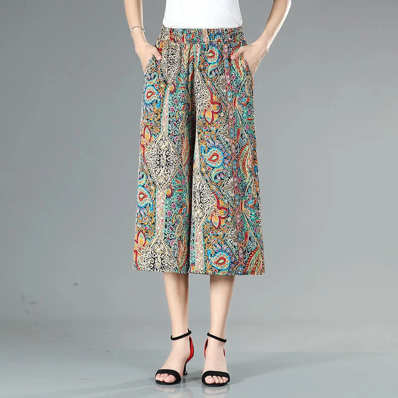 (Spring Sale-45% OFF) Women's High Elastic Waist Pleated Chiffon Wide Leg Culottes