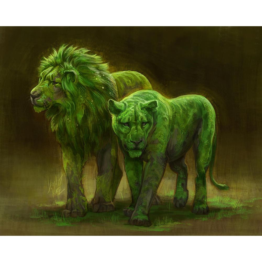 

40*30CM - Round Drill Diamond Painting - Lion, 501 Original