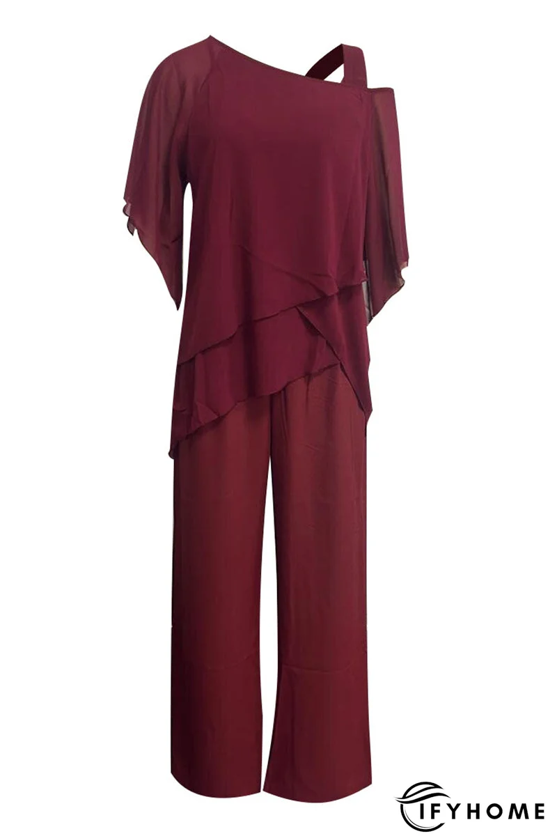 Casual Solid Patchwork Oblique Collar Two Pieces(5 Colors) | IFYHOME