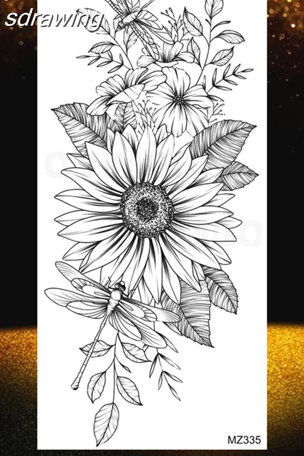  Black Rose Flower Temporary Tattoos Fake Waterproof Tatoo Body Art Arm Leg Floral Peony Bloosom Tattoo Stickers Makeup 928-0