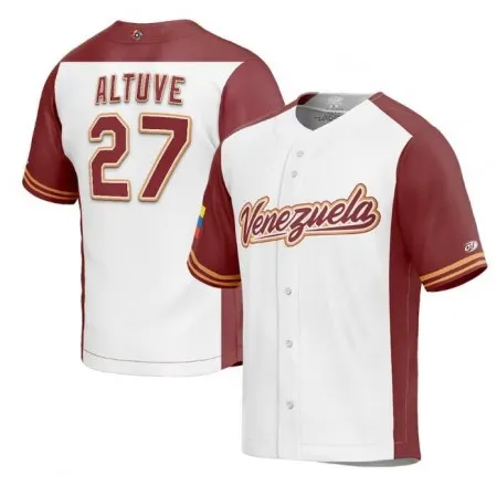 Men's Venezuela Baseball #27 Jose Altuve 2023 White World Baseball Classic Stitched Jersey BSXH