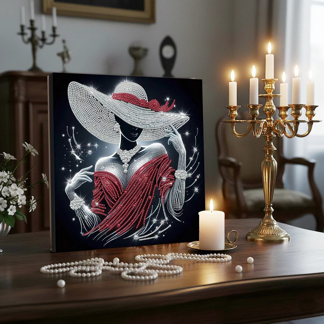 Elegant Lady - DIY Pearl Diamond Art Kit With Frame 30*30cm