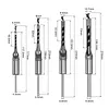 4PCS Square Hole Drill Bits 6.4/8/9.5/10/12.7mm for Precise Woodworking