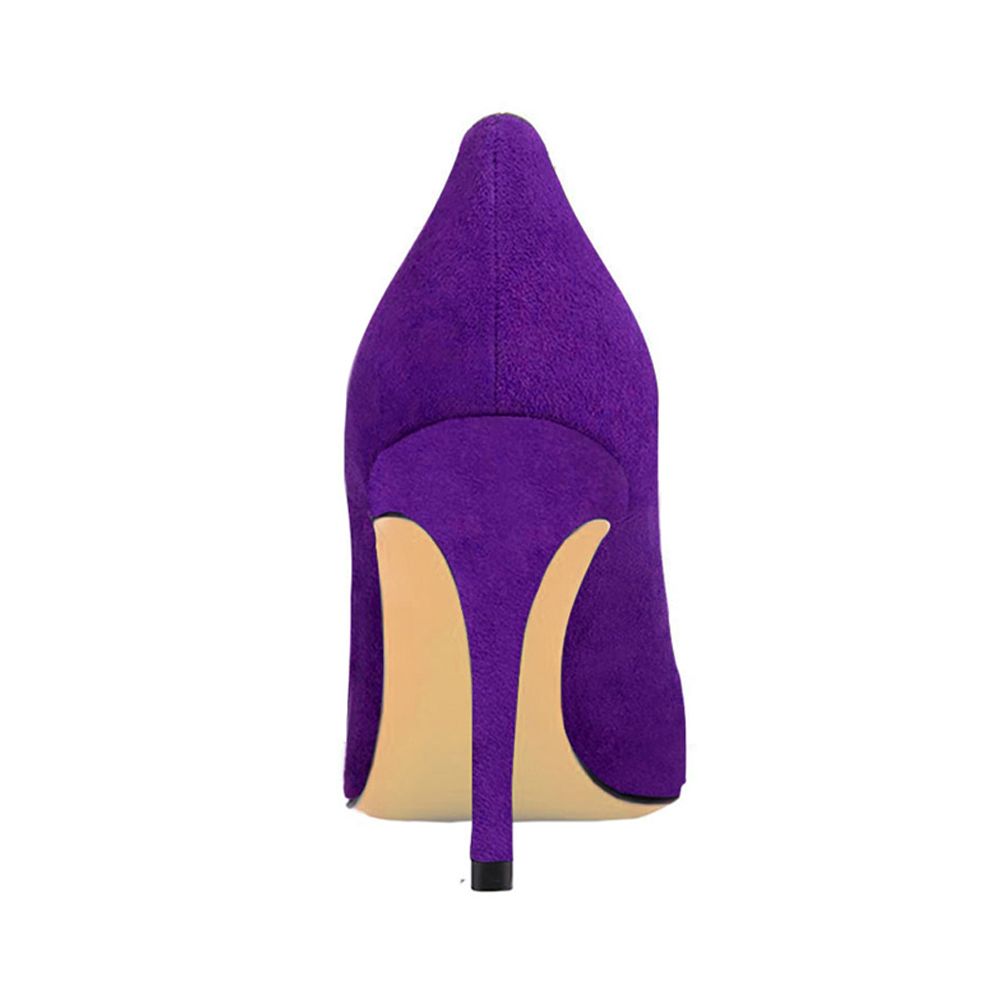3.54" Middle Heels Shoes Women Daily Purple Suede  Pumps-vocosishoes