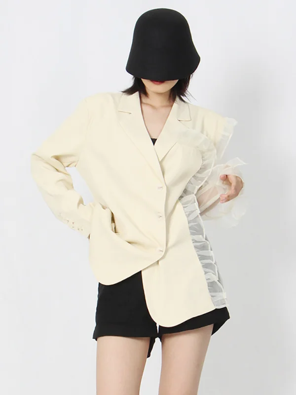 Women's fashion asymmetric splicing jacket Flusfy