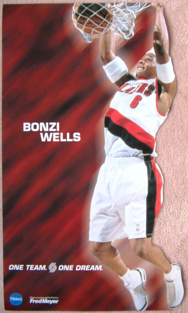 BONZI WELLS 2000-1 Blazers POSTER Game Handout Portland Trailblazers